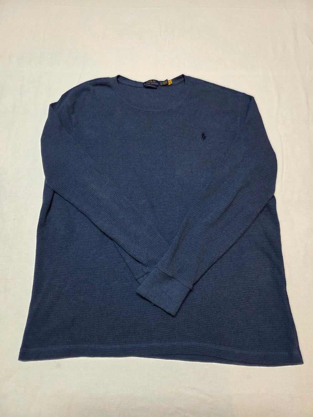 Polo by Ralph Lauren Navy Blue Long Sleeve Waffle Knit Pullover Size XL